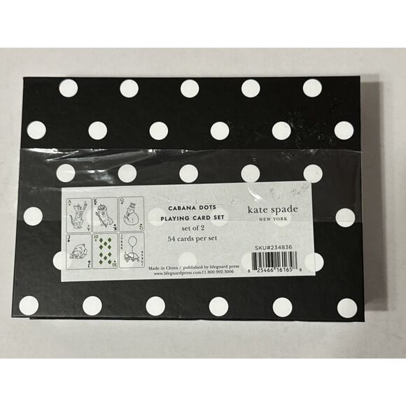 Kate Spade Cabana Dots Playing Card Set of 2, 54 Cards Per Set Brand New in Box - Picture 4 of 8